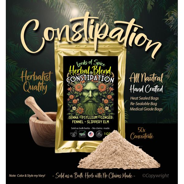 Constipation Support - All Natural Herbal Blend - Made in the USA - Free Ship