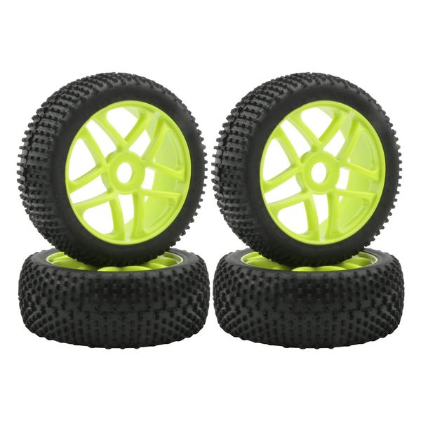 17mm Hub Wheel Rim Tires 1:8 Scale Off-Road RC Car Buggy Tyre Green Pack of 4