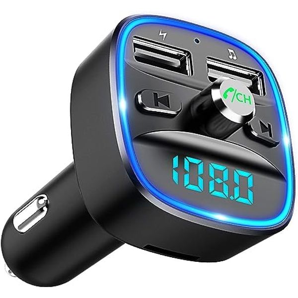 Bluetooth Car Adapter, Max Dual USB Car Charger, Hands-Free Calling Adapter fm radio Bluetooth aux transmitter car accessories With Music Player Support TF Card & USB Flash Drive