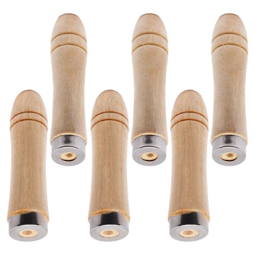 ZHMEINA 6 Pack Wooden File Handle with Strong Metal Collars, 3 Pack Medium Wooden Handles for 6"-8" File and 3 Pack Large Wood Handle for 10"-12" Files, Screwdriver Hand Drill Files Handles (2 Sizes)
