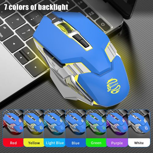 Bluetooth Wireless Gaming Mouse, RGB Rechargeable USB Wireless Mouse, Quiet Click, LED Backlit, Ergonomic, with Side Button, DPI Adjustable Computer Mice for Laptop PC MacBook Chromebook - Blue