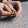 Philip Jones Gold Plated Adjustable Three Stone Ring Created with Zircondia® Crystals