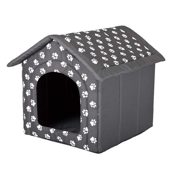 Hobbydog Dog House, Grey with Paws, S
