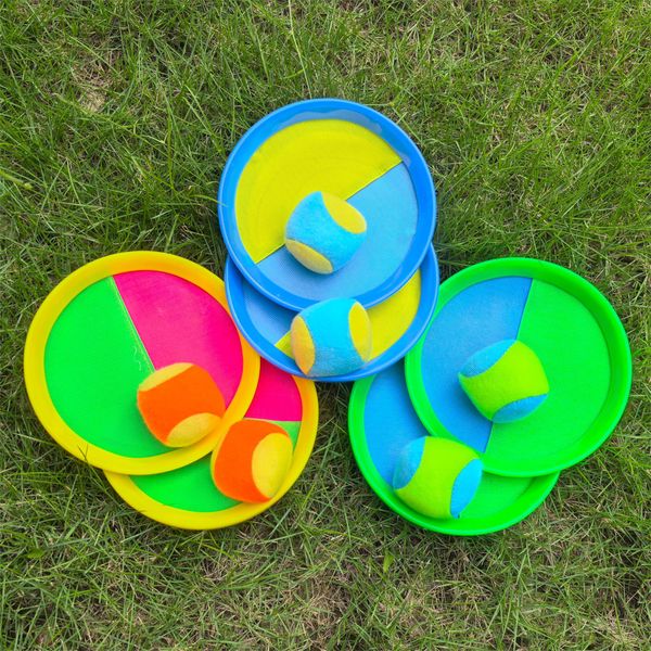 rosuncomeili 6 Paddles and 6 Balls Toss and Catch Ball Set,Outside Toys for Kids,Playground Balls Game,Beach Ball Game Set(3 Colors)