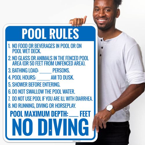 Sigo Signs Florida Pool Rules No Diving Sign, Complies With State Of Florida Pool Safety Code, 24x30 Inches, Rust Free .063 Aluminum, Fade Resistant, Made in USA by Sigo Signs