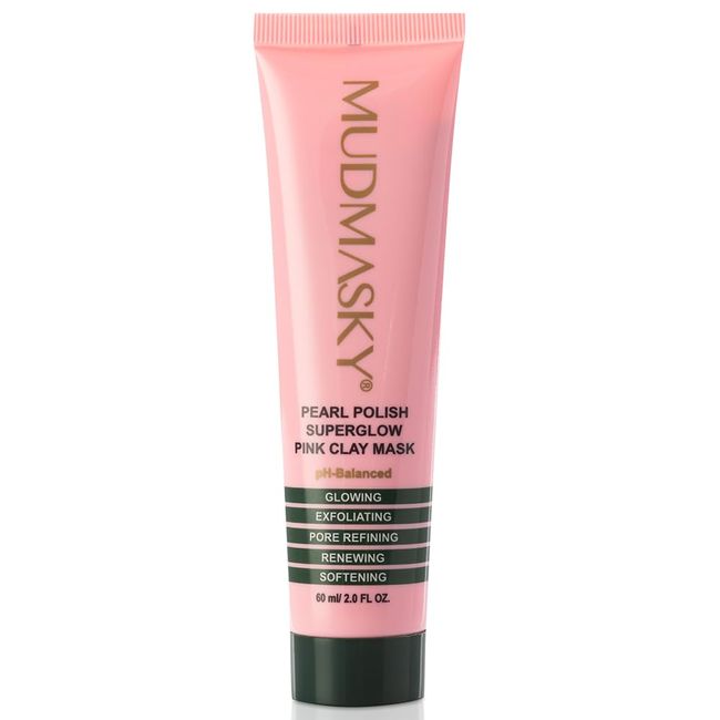 MUDMASKY Pearl Polish Superglow Pink Clay Mask 2.0 OZ. / PREMIUM Australian Pink Clay/Fragrance-Free/Sensitive skin