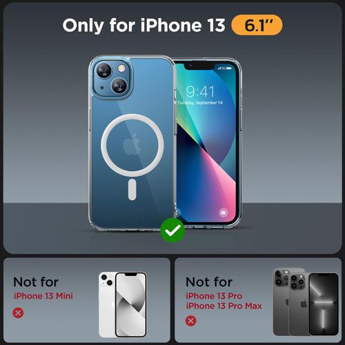Miracase Magnetic for iPhone 13 Case 6.1 inch (Compatible with MagSafe)（with 2X Screen Protectors） Military-Grade Protection, Anti-Fingerprint Translucent Matte Phone Case Cover, Clear