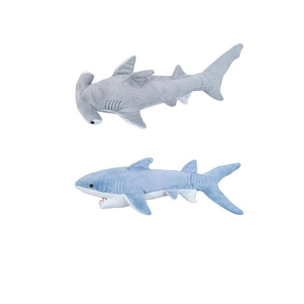 Adventure Planet 2 Plush Sharks Mako and Hammerhead Stuffed Animal Ocean Life Soft Cuddly 14 inch and 13 inch set