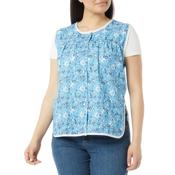 AmeriMark Easy-Care Snap Front Cobbler Aprons Vest with Two Patch Pockets Turquoise 1X