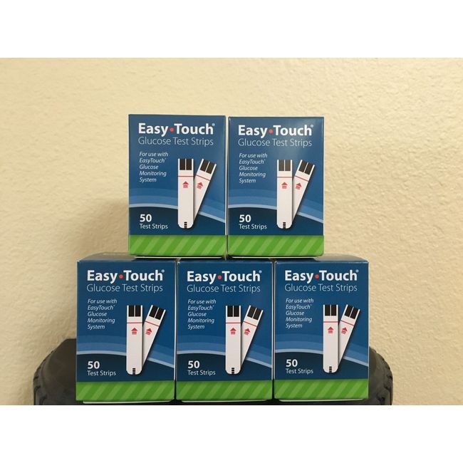 Easy Touch Blood Glucose Test Strips Box of 250 CT ( 5 Boxes X 50 CT)