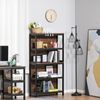 4 Tier Bookshelf Utility Storage Shelf Organizer w/Back Support, Black