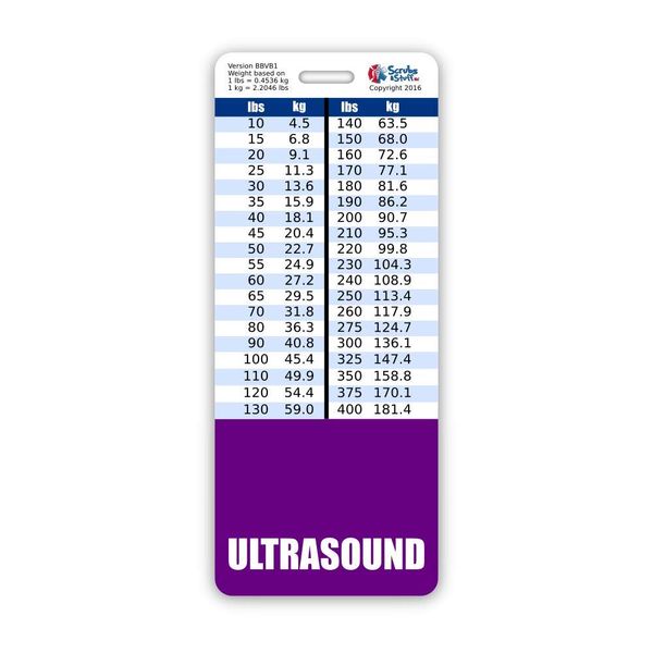 Ultrasound Badge Buddy Vertical w/Height & Weight Conversion Charts (Oversized, Purple)