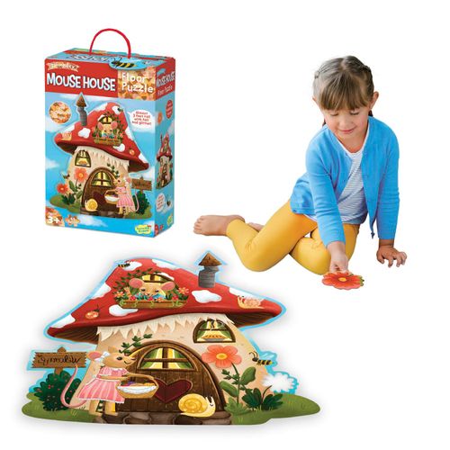Peaceable Kingdom Giant Floor Puzzles with Uniquely Fun Shaped Pieces for Kids Ages 3+ Gifts for Girls and Boys - Mushroom House