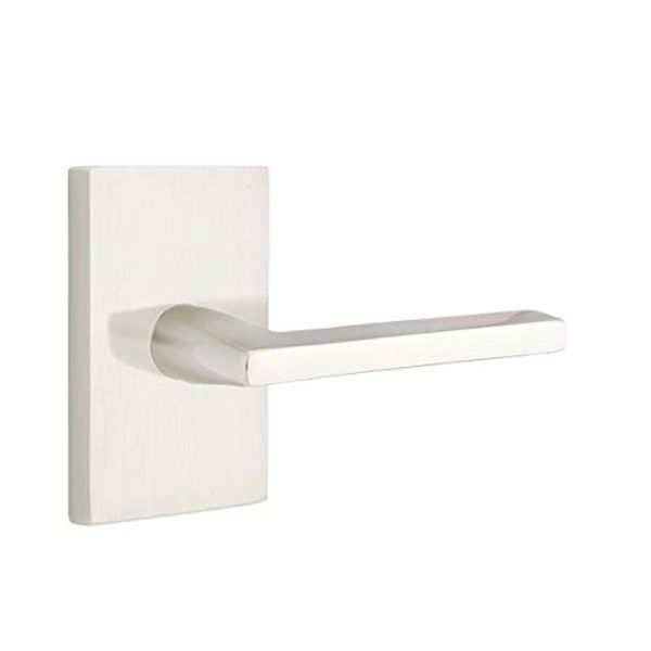Emtek Privacy Set, Modern Rectangular Rosette, Helios Lever, Satin Nickel, RH