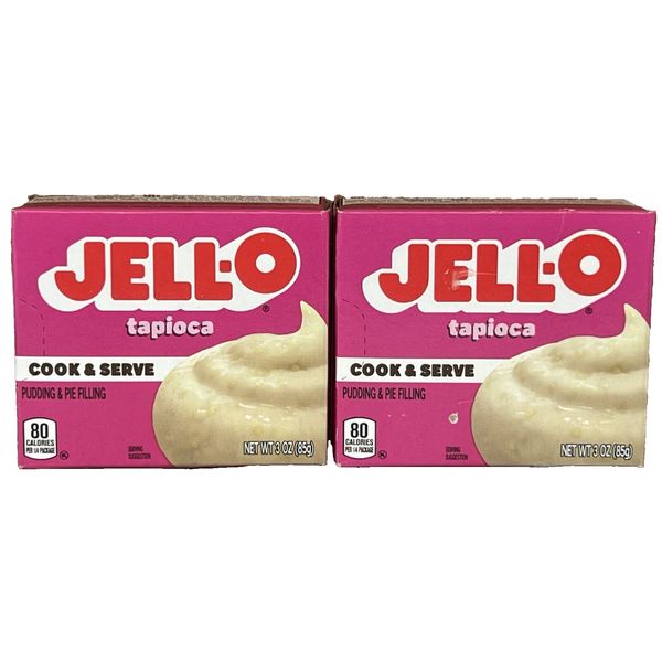 Jello Tapioca Cook & Serve Pudding & Pie Filling 3 oz  (2 Boxes)