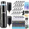 Wireless Tattoo Kit Complete Pen Machine with 2Pcs Power Supply Needle Cartridge