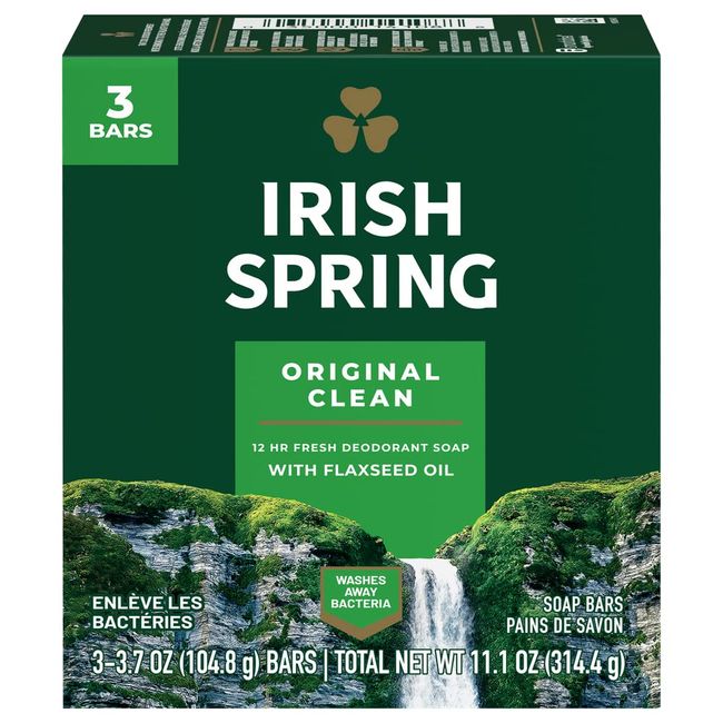 Irish Spring Deodorant Soap Original Bar, 3.7 Ounce (Pack of 3)