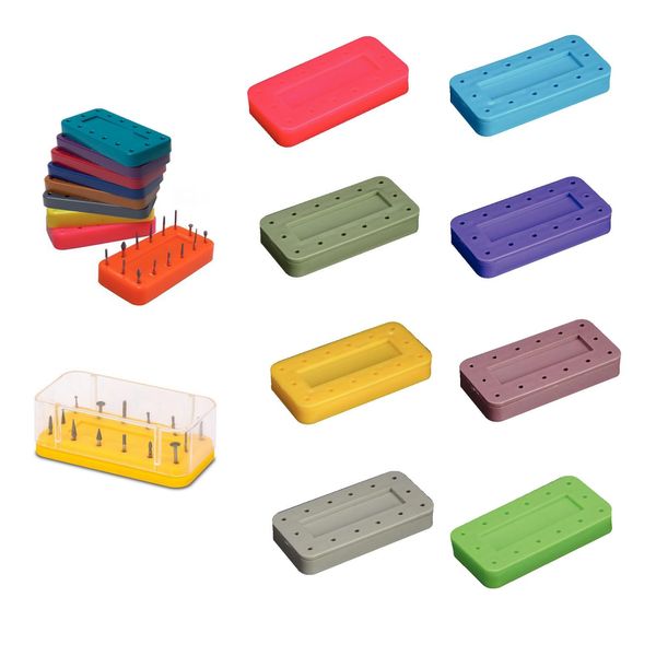 AmeriCan Goods Dental Bur Organizer Case, Rectangular, Plastic, Magnetic, Gray, 14 Load Capacity