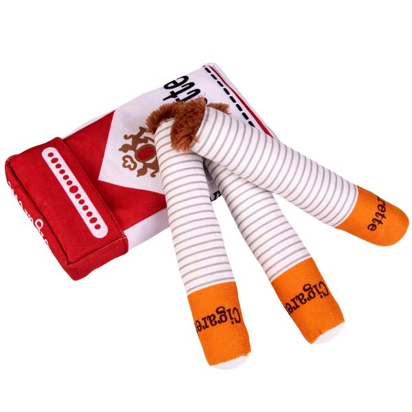 MooGlamor Cigarette Dog Toy Cigarette Pack with 3 Pcs Giggly Cigarettes and Food-Hiding Pack Interactive Plush Dog Toys for Puppy Small and Medium Dogs