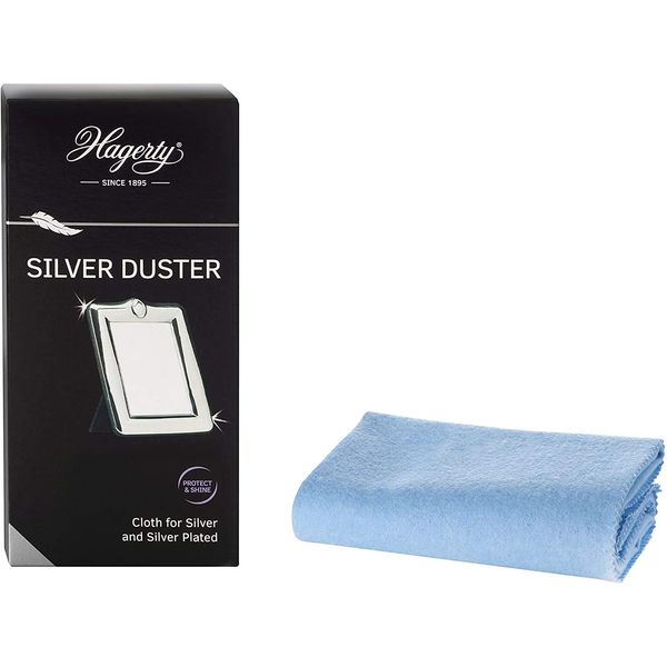 HAGERTY Silver Duster silver cleaning cloth with tarnish protection 55x35 cm I Impregnated cotton silver polishing cloth I Efficient cleaning cloth for silver and silver-plated metal vases frames etc