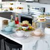 Everything Kitchens Colorful Glazed 16-Piece Dinnerware Set | Blush Pink