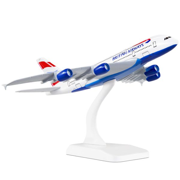 Busyflies 1/300 Scale British Airways Airbus 380 Model Plane Alloy Diecast Airplane Model Aircraft Kits for Collection and Gift