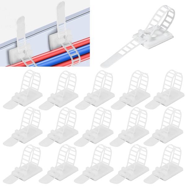 Verstellbare Kabelhalter, 50 Stück Kabelclips Verstellbare Kabelbinder, Kabelbinder Klebe Kabelclips, Weiß Kabelklemmen Schraubbar, Kabelklemme, für Zuhause, Büro, Wire Management