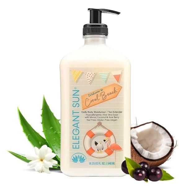 Elegant Sun Coral Beach Daily Moisturizer Tan Extender Lotion After Sun Tanning Bed Aloe Vera Bay