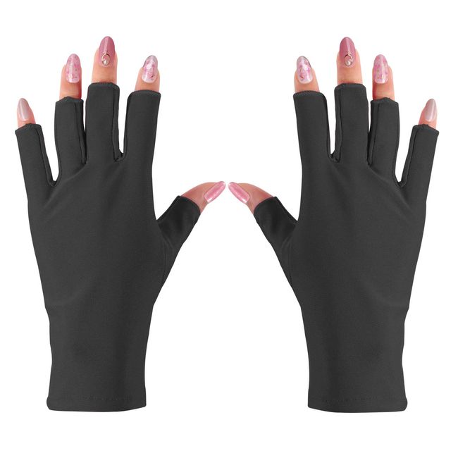 Anti UV Handschuhe für Gel Nagellampe, Fingerlose Anti UV Handschuhe Kurze UV-Schutzhandschuhe für Gel-Maniküre, UV-Licht-Handschuhschutz für Nagelstudio, Zuhause, Outdoor-Sport (Schwarz)