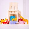 Bigjigs Toys Animal Shape Lorry - Wooden Shape Sorter Pull Along Toy