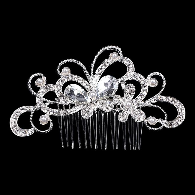 Jagowa Bridal Side Hair Comb Clip, Rhinestone Hollow Flower Hair Comb, Sparkling Headpiece Wedding Prom Party Hair Accessories for Bride Bridesmaid Women