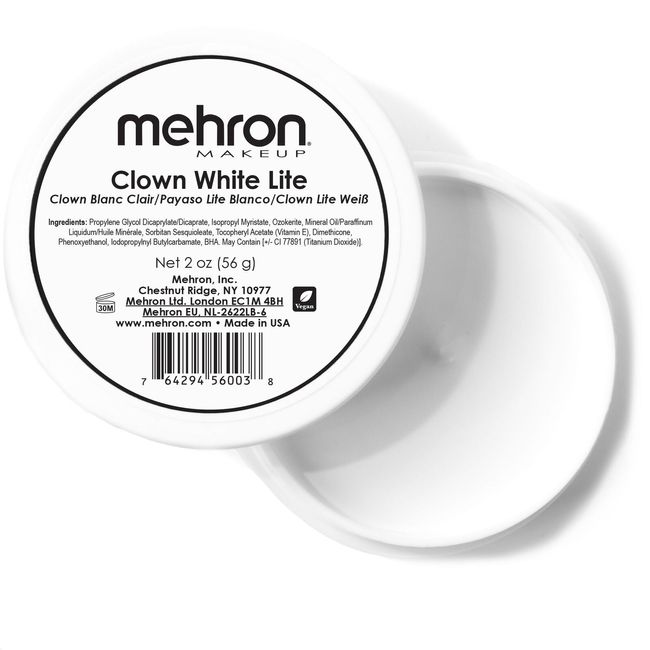 Mehron Makeup Clown White Lite | Professional Face Paint & 2 Ounce,