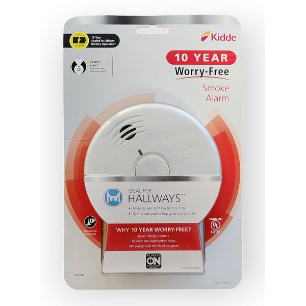 Kidde 10 Year Worry-Free Battery Powered Smoke Detector P3010H