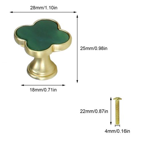 Clover Kitchen Knobs and Pulls for Cabinets Dresser Drawer Wardrobe Bathroom Furniture Decorative Door Pulls 4 Pcs (Green)
