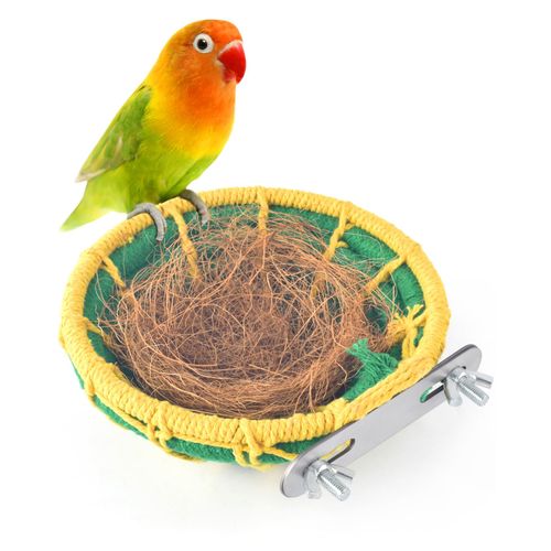 KATUMO Bird Nest, Conure Breeding Nest Parrot Bed with Natural Coconut Fiber Bedding for Budgie, Parakeet, Cockatiel, Conure, Lovebird, Canary, Finch, Small Birds