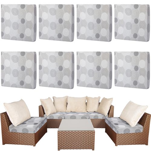 Newwiee 8 Pcs Stretch Patio Cushion Covers Dahlia Flower Outdoor Cushion Cover Replacement Furniture, Floral Sofa Couch Slipcovers Waterproof Washable Thin Breathable Summer Home Decor(Simple Color)