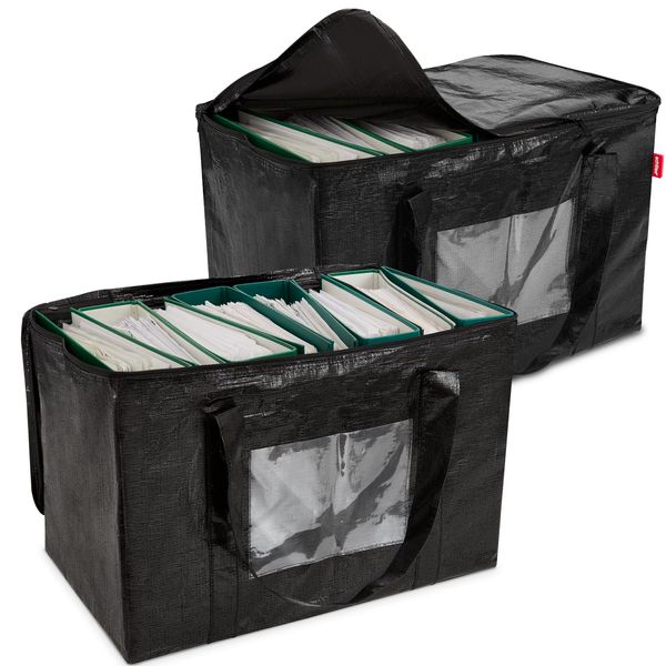 achilles Aufbewahrungstasche 2er Set - Büro-Tasche - Ordnertasche - Akten-Ordner - Transport-Tasche - (Schwarz)