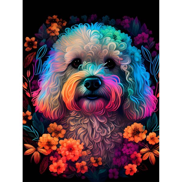 NAIMOER Diamond Painting Kits for Adults, Dog Diamond Art Kits Full Drill 5D Animal Diamond Painting Art, Flowers Diamond Dots Art and Crafts for Gift Home Wall Decor 30x40cm