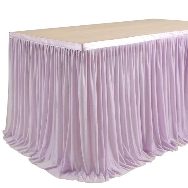 GAATEEK Sheer Tablecloth 6FT Polyester for Backyard Wedding Sweetheart Table Reception Party Cake Decoration