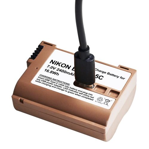 Synergy Digital Camera Battery, Compatible with Nikon D800E Camera (Li-ion, 7V, 2400mAh) Replacement for Nikon EN-EL15C Battery, Built-In USB Charging Feature, includes a 24" USB Type-C charging cable