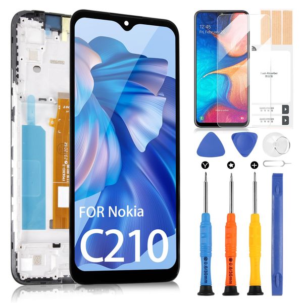 for Nokia C210 Screen Replacement, for Nokia C210 LCD Display Touch Screen TA-1584 LCD for Nokia C210 Digitizer Panel Sensor Assembly with Frame