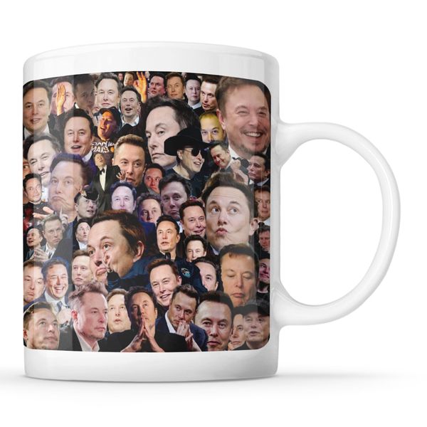 McMug - Elon Musk Collage - Billionaire Faces Mug, Ceramic, 11fl.oz.