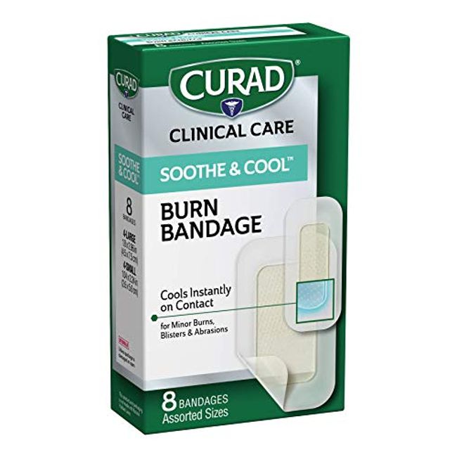 Curad Soothe and Cool Clear Gel Bandages, Assorted, Clear, 8/Box