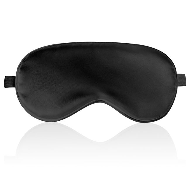 Anloma Eye Mask for Sleeping Pure Silk Sleeping Products Breathable No Pressure Blindfold Sleep Sleep Adjustable Size Soft Ideal for Napping, Meditation, Business Trip(Black)