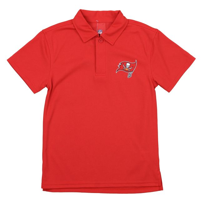 NFL Boy's Youth Performance Plyester Polo Shirt, Tampa Bay Buccaneers, Large (14-16)