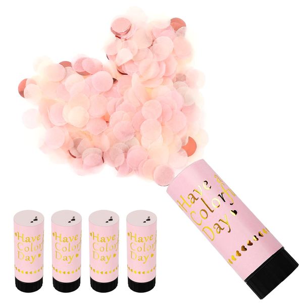 4 Pcs Confetti Cannons, Biodegradable Confetti Poppers, yeestone Party Paper Cannon Shooter for Wedding Birthday Christmas Baby Shower Party Supplies(100% POP) (pink)