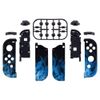 eXtremeRate Blue Flame Patterned Soft Touch Grip Joy con Handheld Controller Housing with Full Set Buttons, DIY Replacement Shell Case for Nintendo Switch Joycon & Switch OLED Joy con
