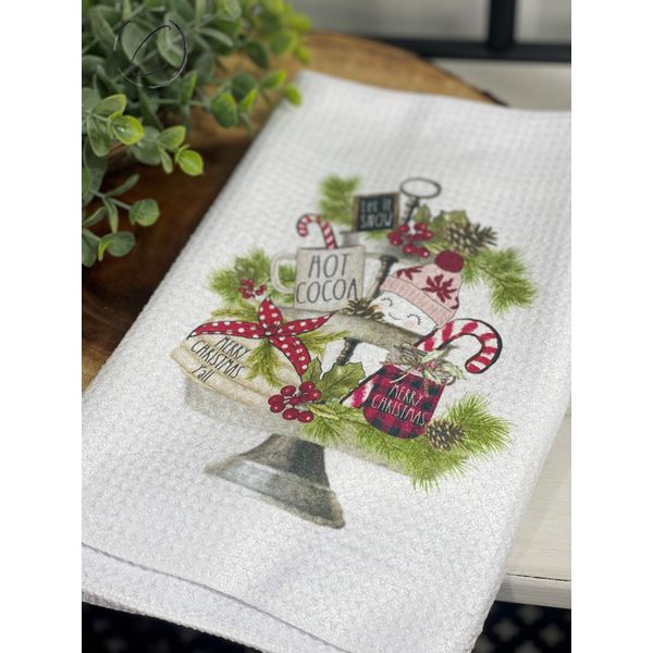 Holiday Tier Tray Waffle Weave Tea Towel