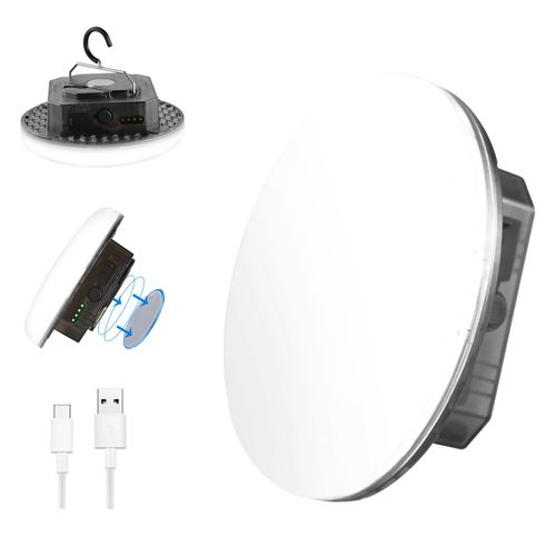 10000mAh Rechargeable 3000LM Tent Light Camping Light, 6500K 24Hours Long Play Time , Outdoor Night Market Light Night Fishing Light Emergency Lights for Hurricane (Translucent Black)