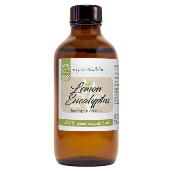 GreenHealth Lemon Eucalyptus Essential Oil - 4 fl oz (118 ml) Glass Bottle with Cap - 100% Pure Essential Oil